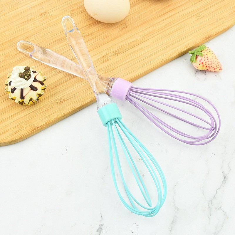Silicone Whisk Supplier - Transparent Handle Egg Beater Blender Stirrer