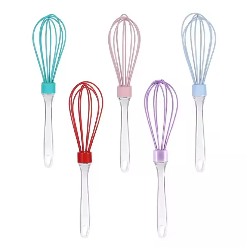 Silicone Whisk Supplier - Transparent Handle Egg Beater Blender Stirrer