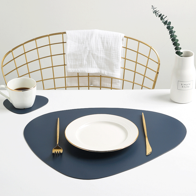 Dining Table Mat Supplier - Irregularly PU Leather Decorative Home Placemat