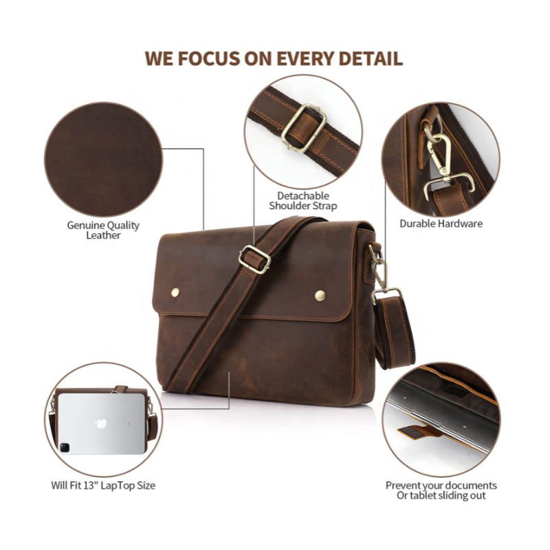 Portfolio Folder Supplier - YY Vintage Leather A4 File Case Document Pocket