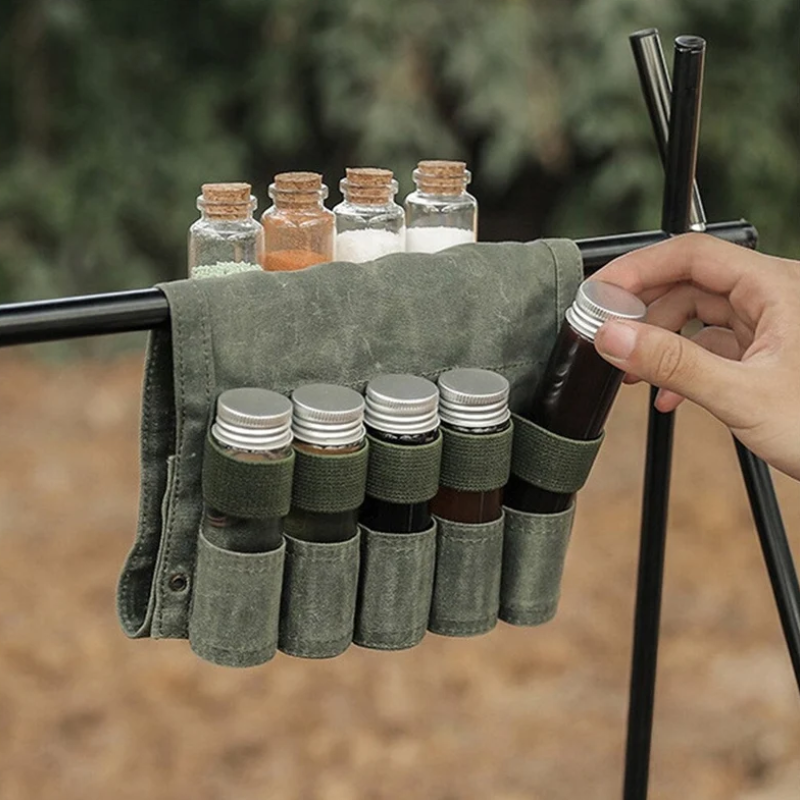 Waxed Canvas Spice Set Supplier - Portable Waterproof Bushcraft Travel Holder