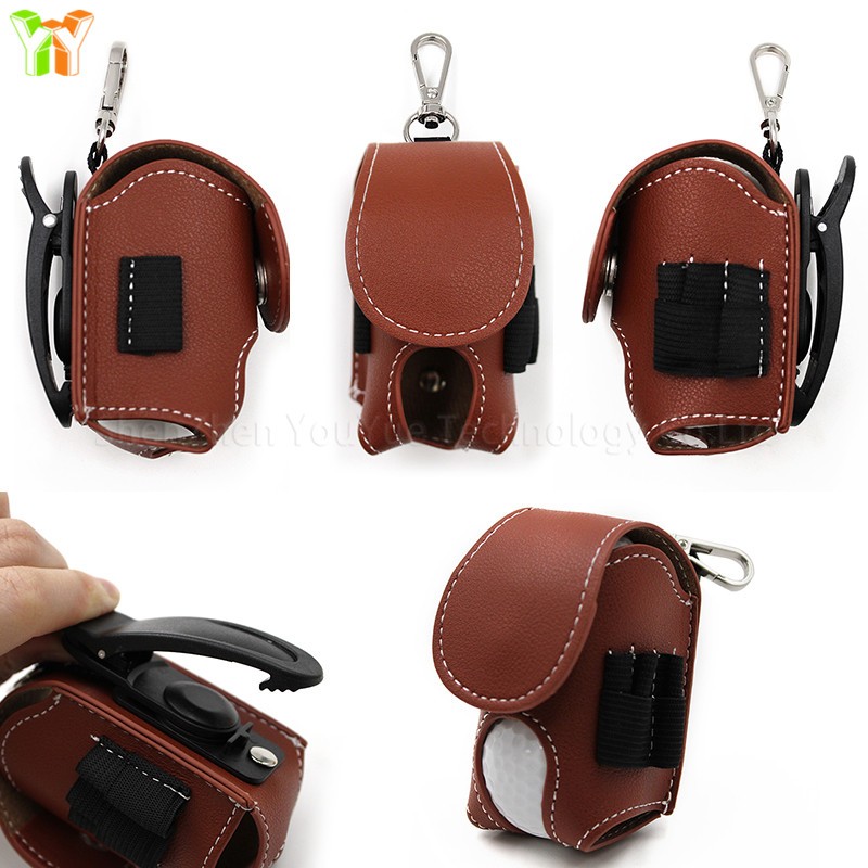 Golfer Waist Pack Supplier - Travel Portable Faux Leather Ball Tee Pouch