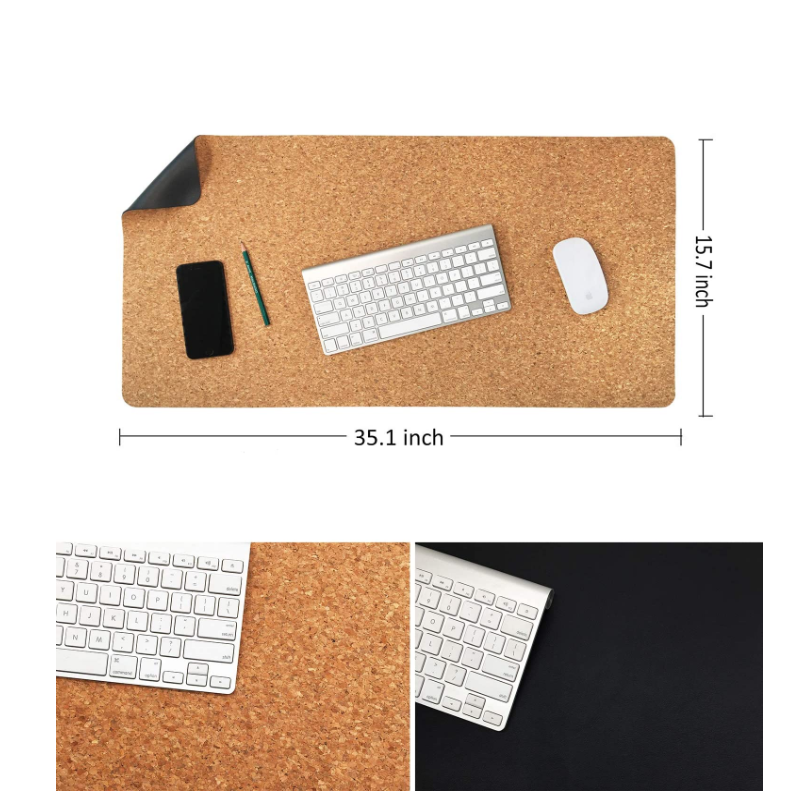 Double-Sided Desk Mat Supplier - Cork PU Leather Large Mouse Pad Office