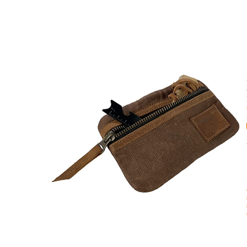 Multitool Pouch Supplier - Waxed Canvas Zippered Case Genuine Leather