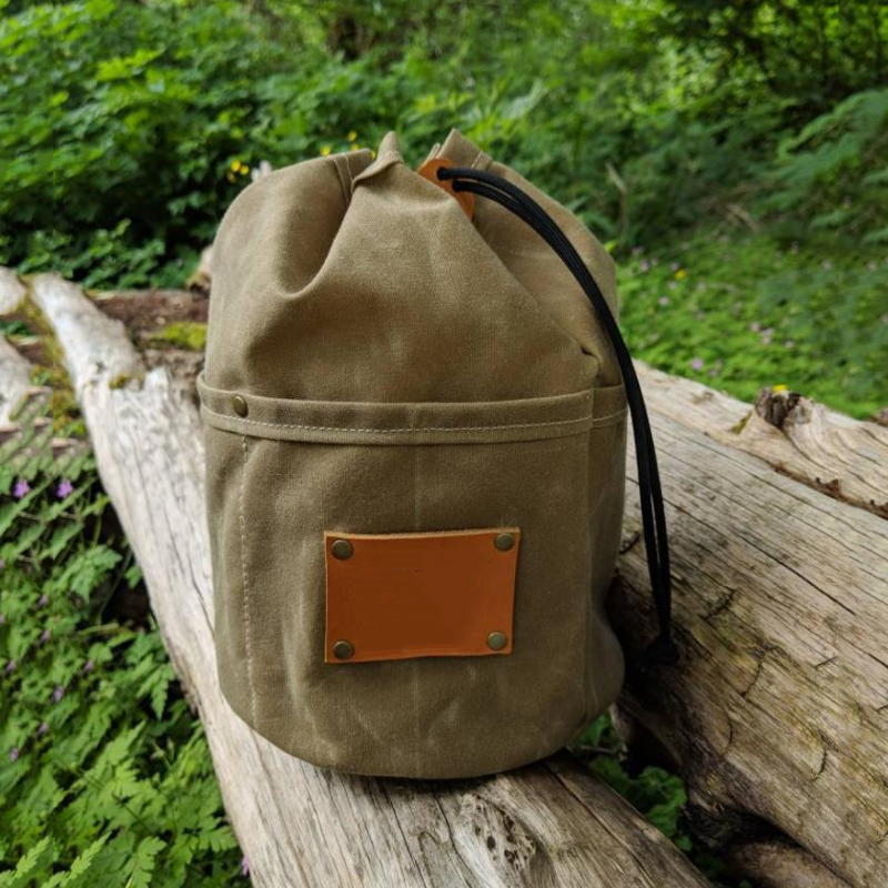 Camping Utensil Bag Manufacturer - Waxed Canvas Leather Travel Ditty Cook Set