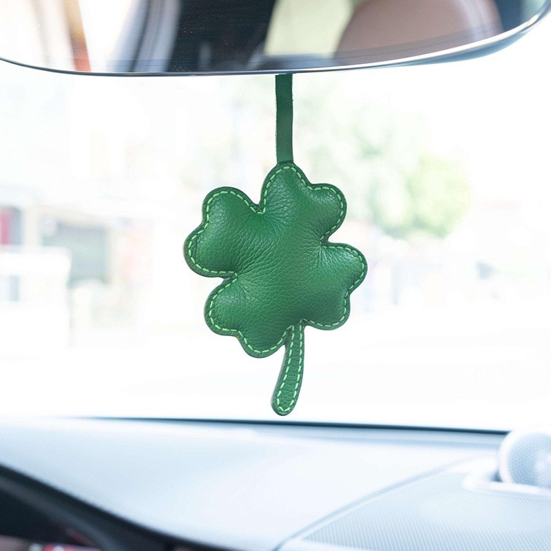 Keychain Supplier - Lucky PU Leather Four Leaf Clover Bag Charm Decoration