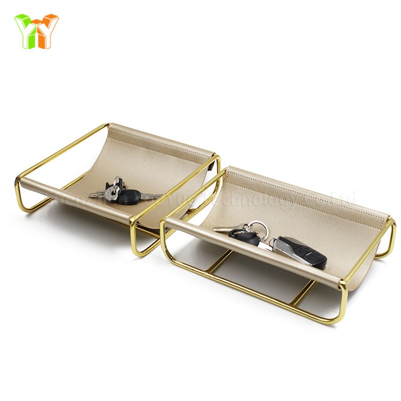 Storage Tray Supplier - Factory Wholesale Luxury Metal PU Leather Decor