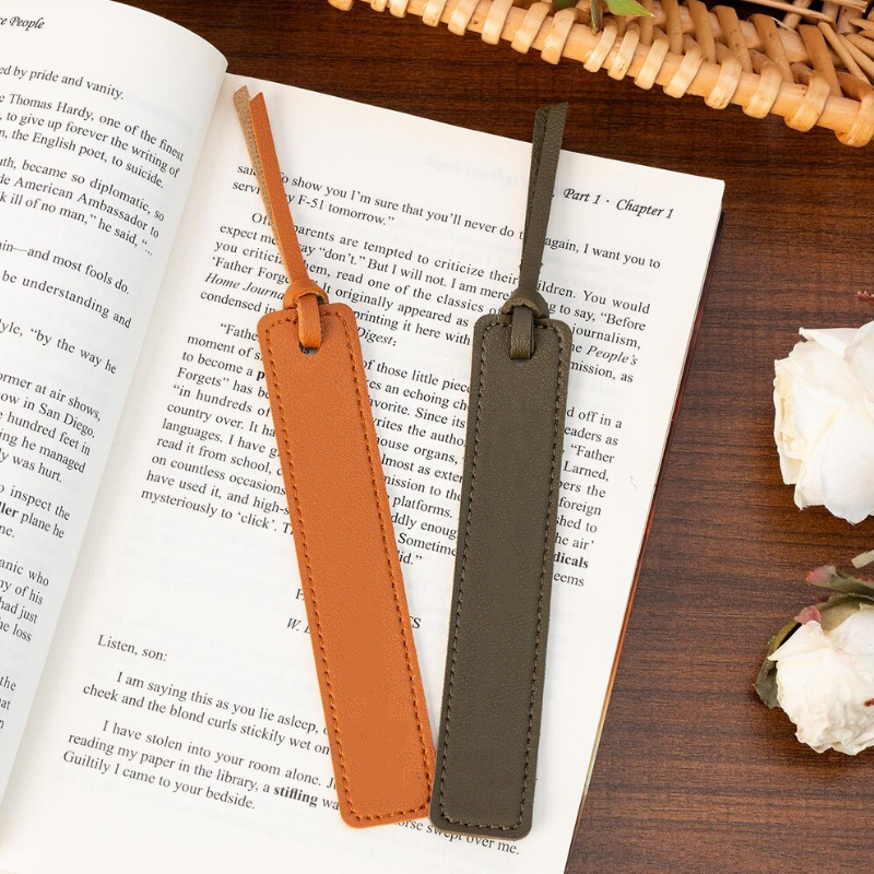 Bookmarks Supplier - Minimalist Custom PU Leather Promotional Reading