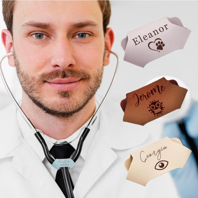 Stethoscope Tag Supplier - Personalized Faux Leather Nursing Charms ID