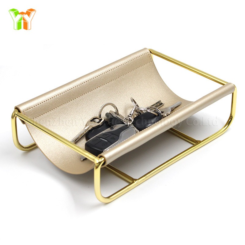 Storage Tray Supplier - Factory Wholesale Luxury Metal PU Leather Decor