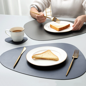 Dining Table Mat Supplier - Irregularly PU Leather Decorative Home Placemat