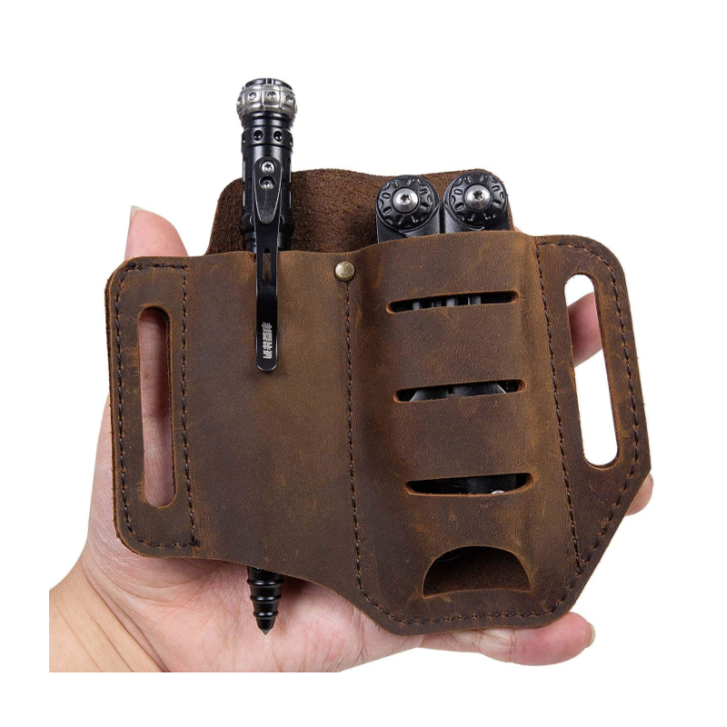 EDC Sheath Supplier - Genuine Leather Handmade Belt Tactical Flashlight Knife