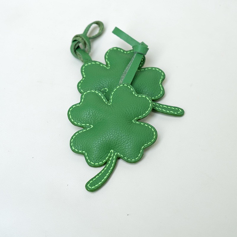 Keychain Supplier - Lucky PU Leather Four Leaf Clover Bag Charm Decoration