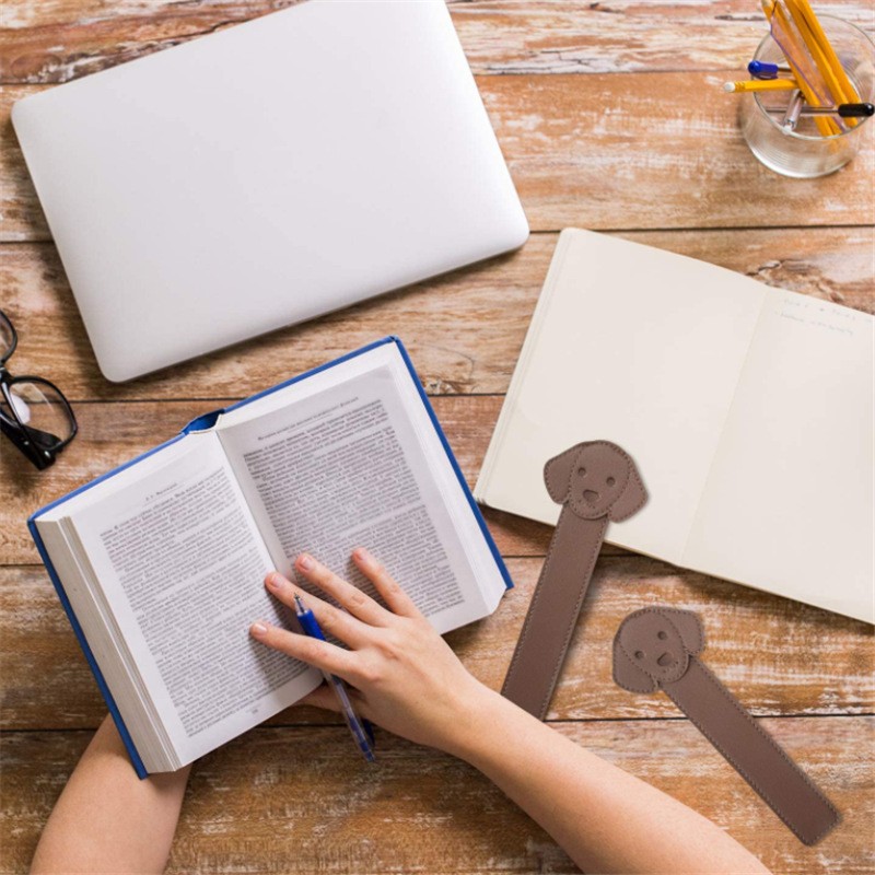 Bookmark Supplier - Hard Wearing PU Leather Dog Shape Page Marker Gift