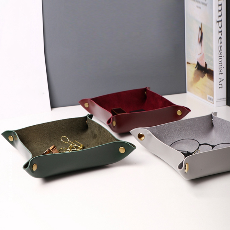 Desk Storage Tray Supplier - Personalized PU Leather Folding Home Office
