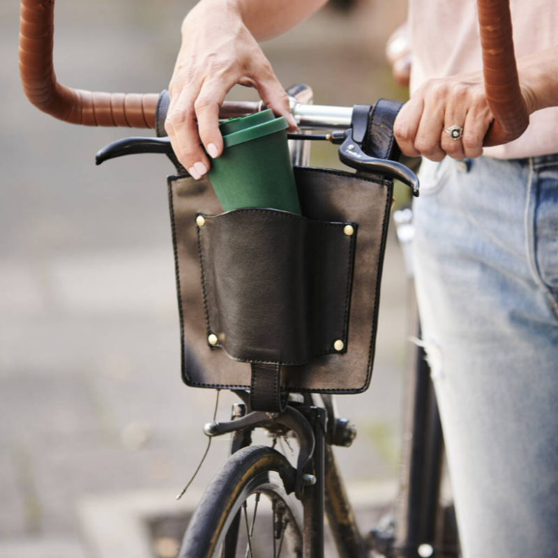 Bike Cup Holder Supplier - PU Leather Handlebar Water Bottle Coffee Sleeve