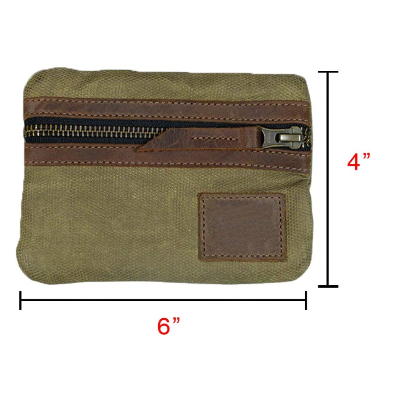 Multitool Pouch Supplier - Waxed Canvas Zippered Case Genuine Leather