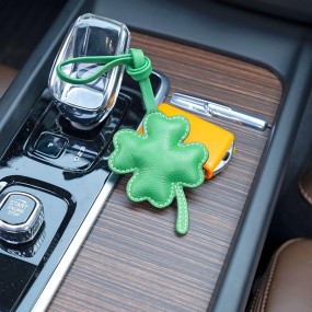 Keychain Supplier - Lucky PU Leather Four Leaf Clover Bag Charm Decoration