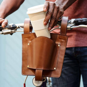 Bike Cup Holder Supplier - PU Leather Handlebar Water Bottle Coffee Sleeve