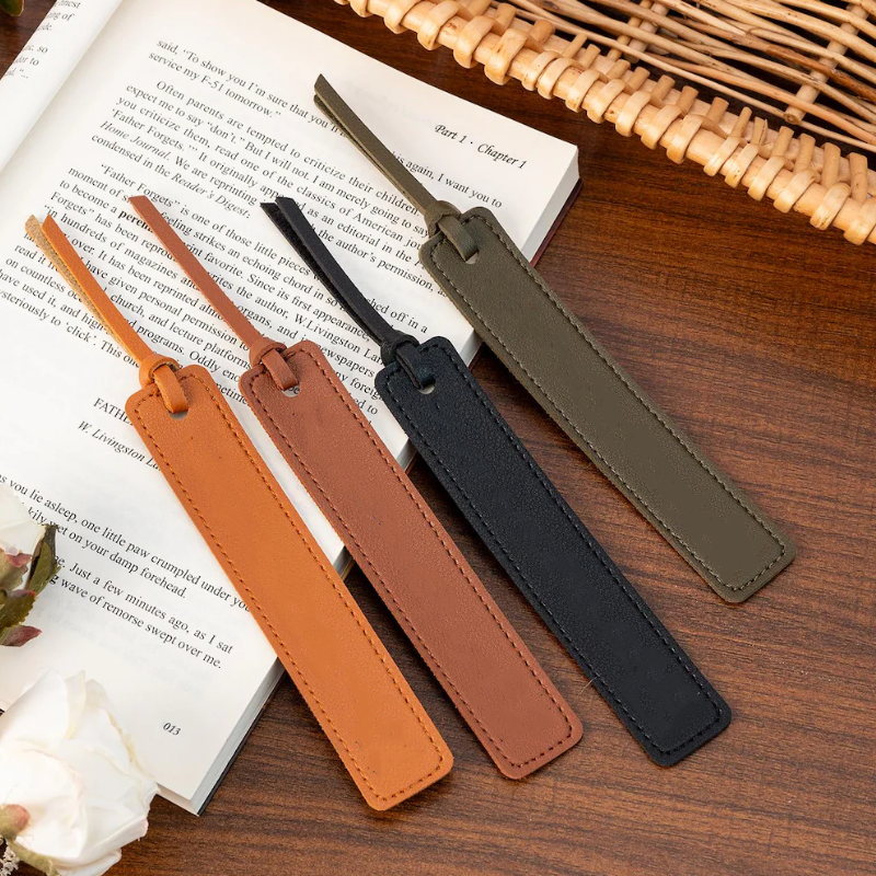 Bookmarks Supplier - Minimalist Custom PU Leather Promotional Reading