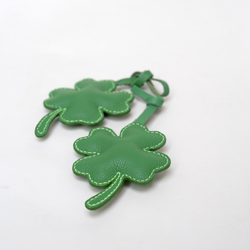 Keychain Supplier - Lucky PU Leather Four Leaf Clover Bag Charm Decoration