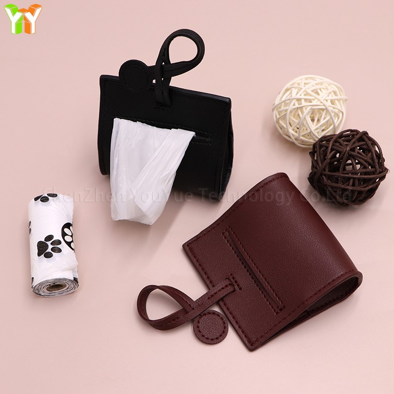 Dog Waste Bag Holder Factory - Ready Stock PU Leather Simple Style Leash