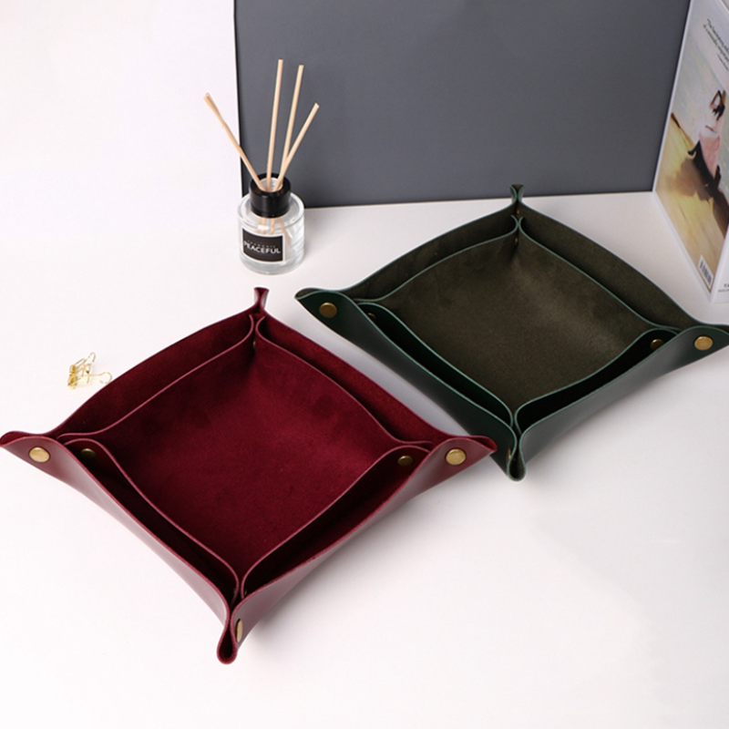 Desk Storage Tray Supplier - Personalized PU Leather Folding Home Office