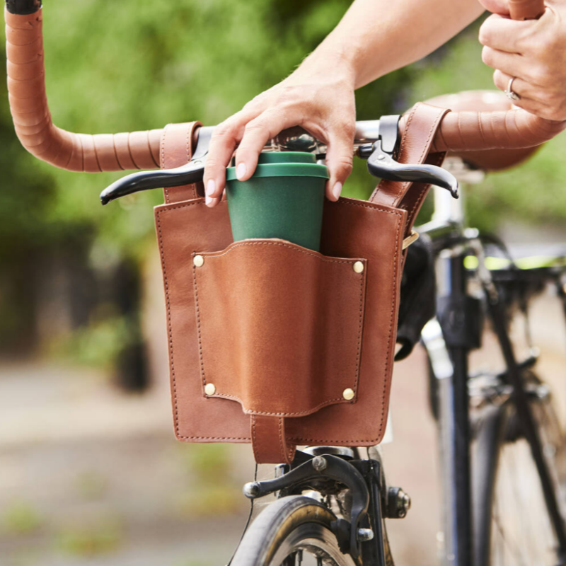 Bike Cup Holder Supplier - PU Leather Handlebar Water Bottle Coffee Sleeve