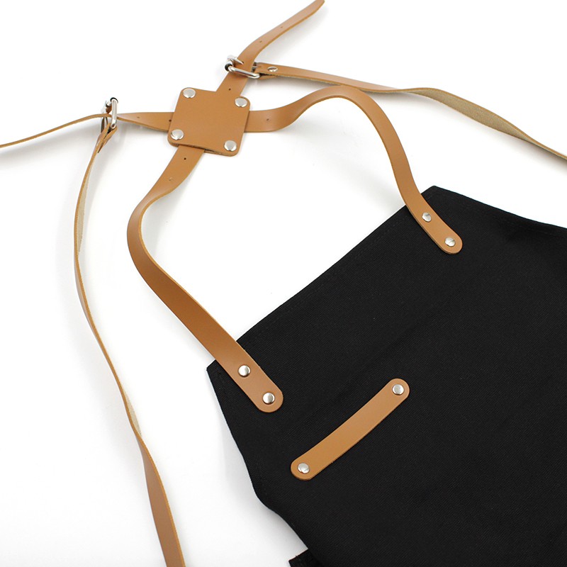 Kitchen Apron Factory - Handmade Cotton Canvas Cross Back Leather Strap