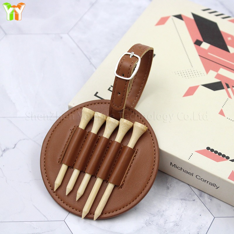 PU Golf Tee Tag Manufacturer - Round Personalized Man-made Leather Holder