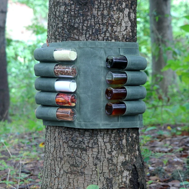 Waxed Canvas Spice Set Supplier - Portable Waterproof Bushcraft Travel Holder