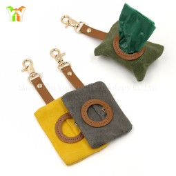 Pet Waste Bag Holder Factory - Custom Waxed Canvas Dispenser With Snap hook