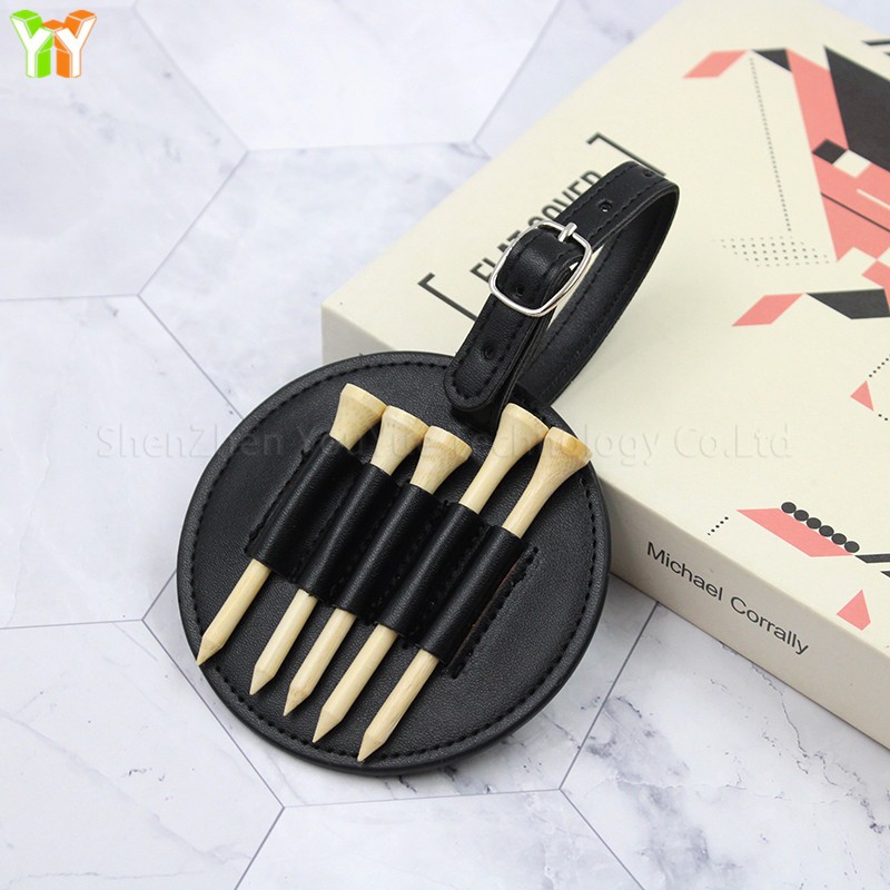 PU Golf Tee Tag Manufacturer - Round Personalized Man-made Leather Holder