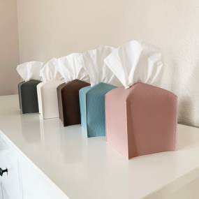 Tissue Box Cover Factory - Modern PU Leather Square Home Decor Napkin