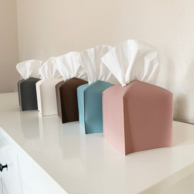 Tissue Box Cover Factory - Modern PU Leather Square Home Decor Napkin