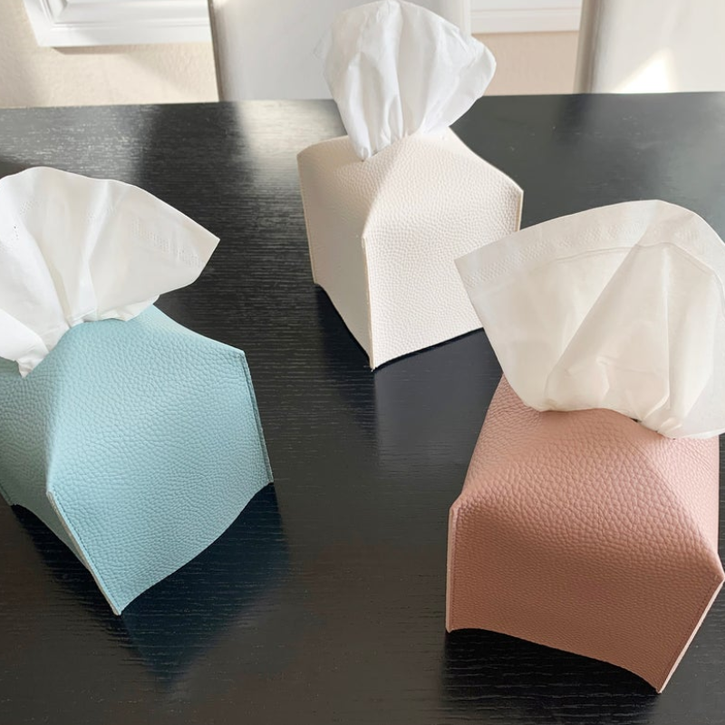 Tissue Box Cover Factory - Modern PU Leather Square Home Decor Napkin