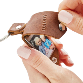 Photo Keychain Manufacturer - Metal Picture Frame Leather Car Key Gift