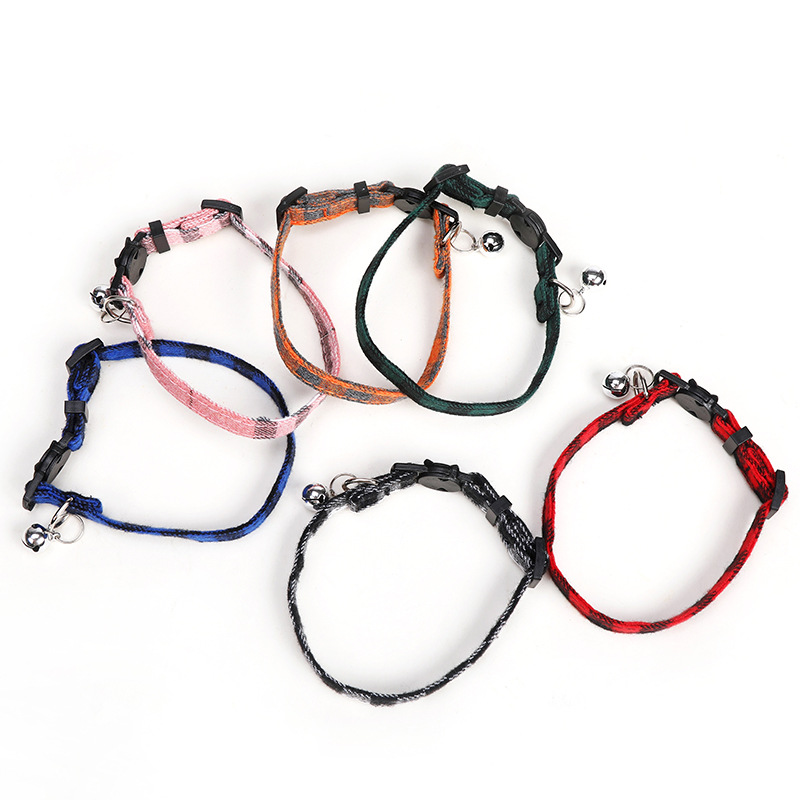 Pet Collar Factory - Sweet Lovely Cotton Bowknot Adjustable Anti-lost Checkered