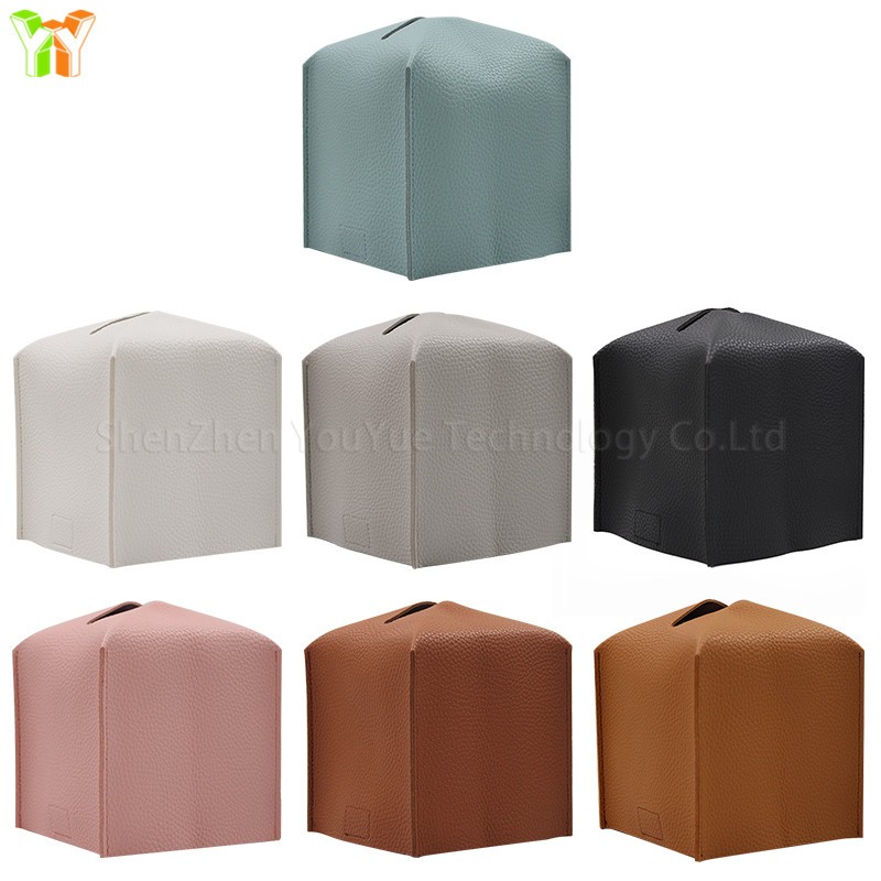 Tissue Box Cover Factory - Modern PU Leather Square Home Decor Napkin