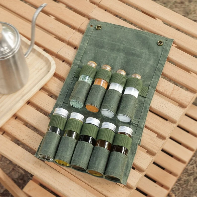 Waxed Canvas Spice Set Supplier - Portable Waterproof Bushcraft Travel Holder