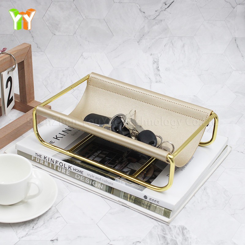 Storage Tray Supplier - Factory Wholesale Luxury Metal PU Leather Decor
