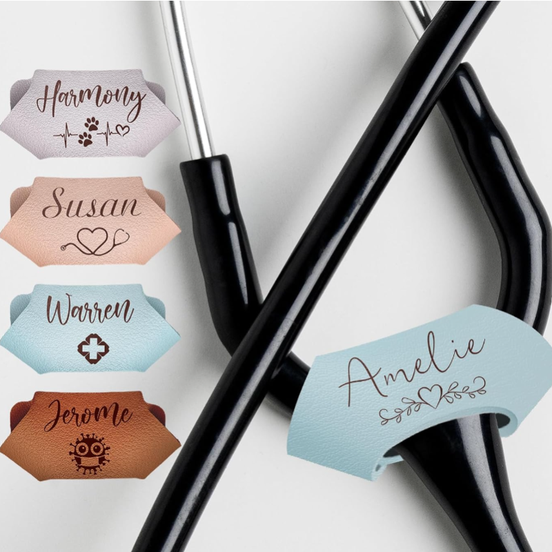 Stethoscope Tag Supplier - Personalized Faux Leather Nursing Charms ID