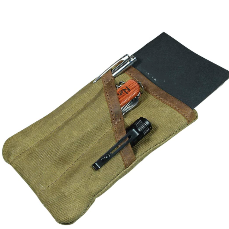 Multitool Pouch Supplier - Waxed Canvas Zippered Case Genuine Leather