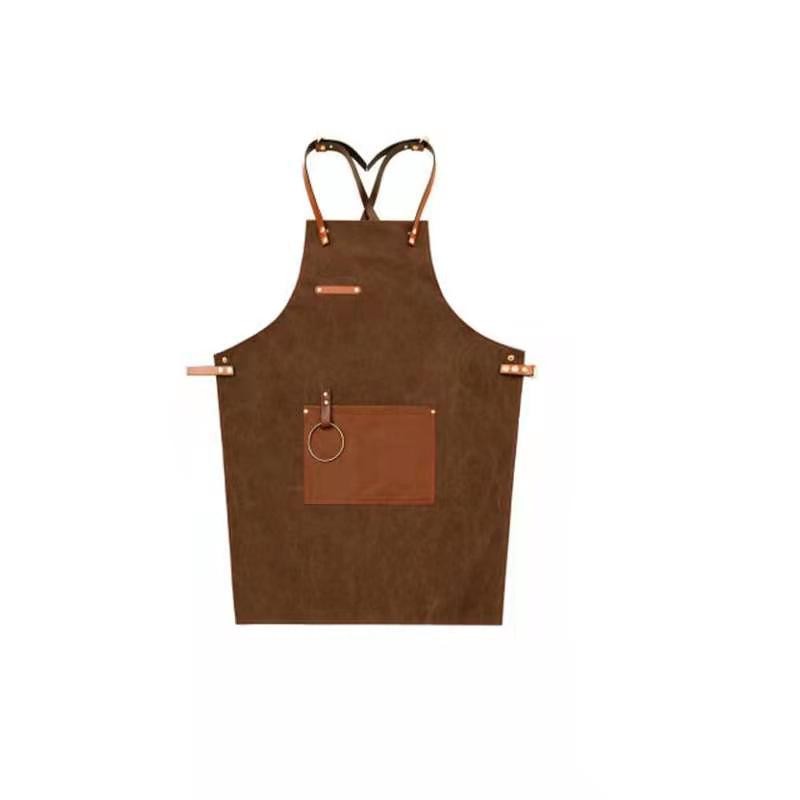 Kitchen Apron Factory - Handmade Cotton Canvas Cross Back Leather Strap