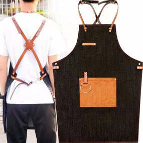 Kitchen Apron Factory - Handmade Cotton Canvas Cross Back Leather Strap