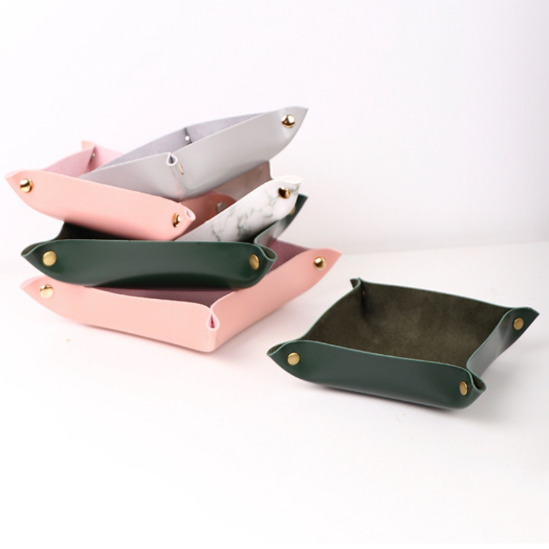 Desk Storage Tray Supplier - Personalized PU Leather Folding Home Office