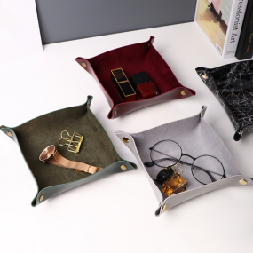 Desk Storage Tray Supplier - Personalized PU Leather Folding Home Office