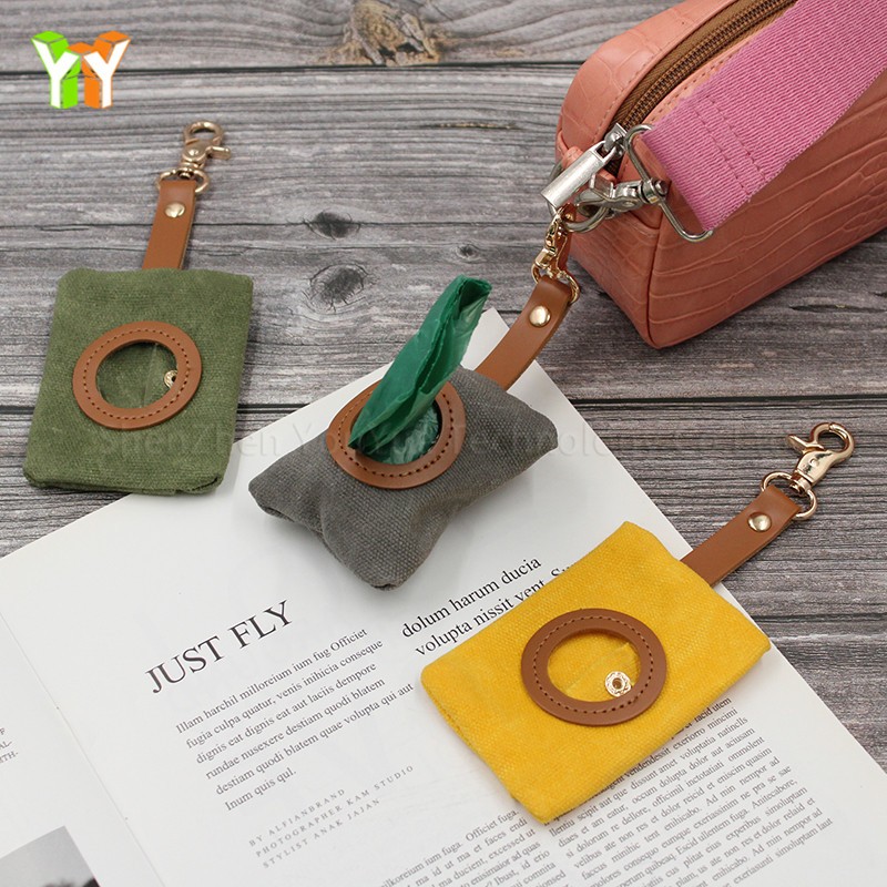 Pet Waste Bag Holder Factory - Custom Waxed Canvas Dispenser With Snap hook