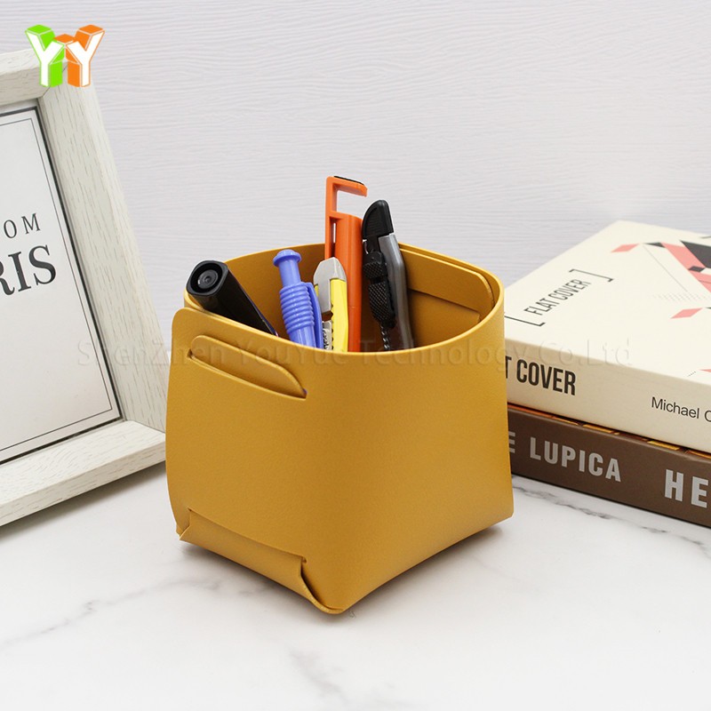 Pencil Container Supplier - Leather Pen Holder Makeup Brush Organizer Box