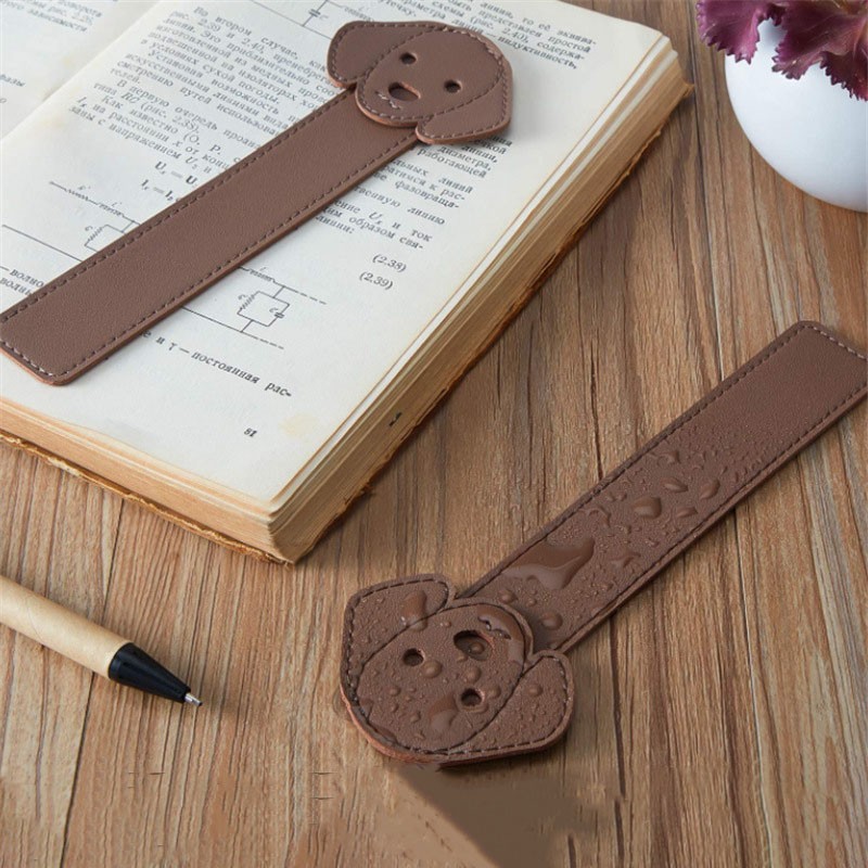 Bookmark Supplier - Hard Wearing PU Leather Dog Shape Page Marker Gift